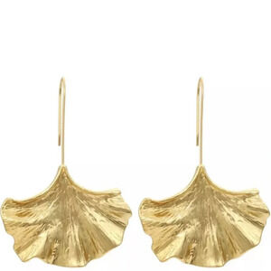 Gold Leaf Fan Drop Earrings